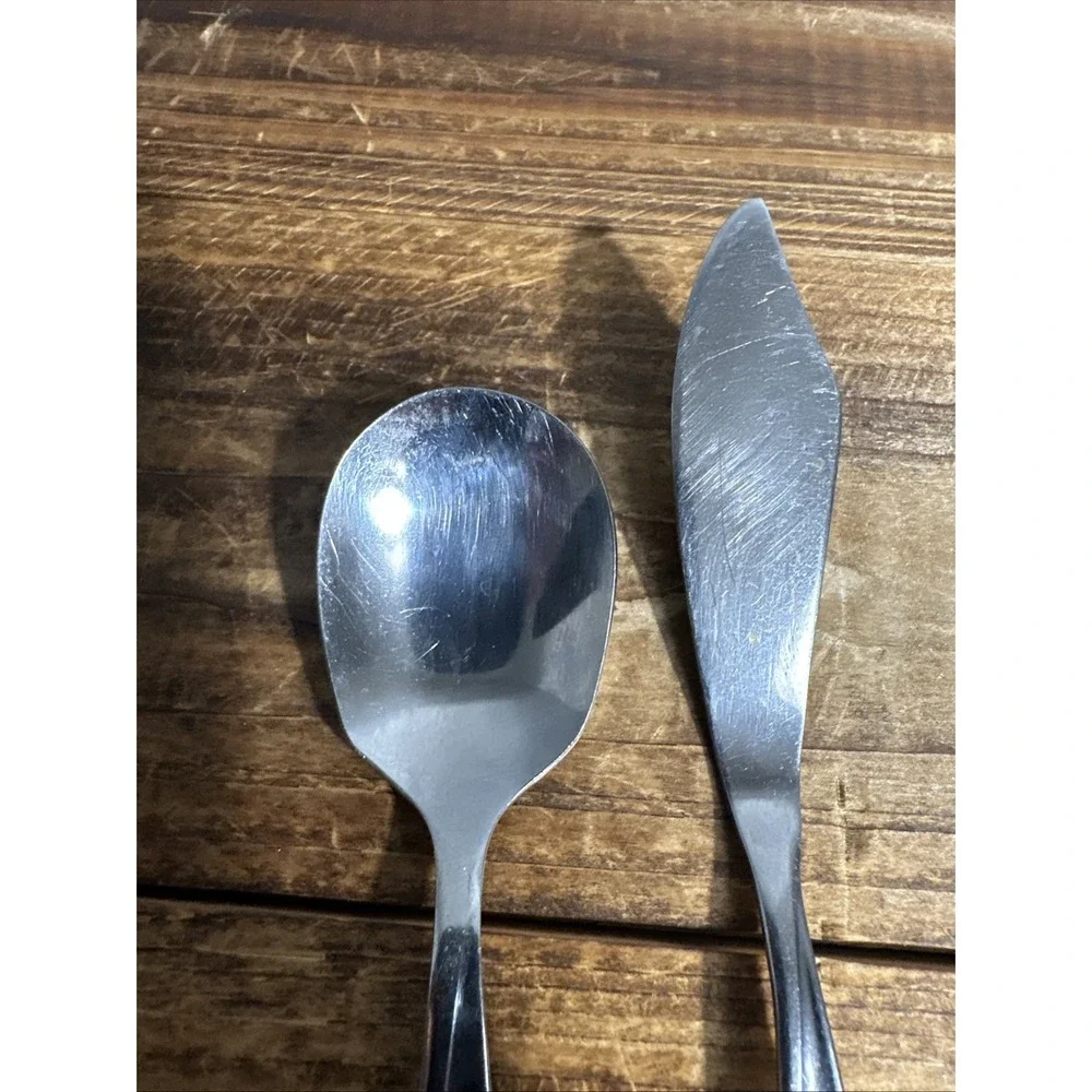 Hanford Forge Stainless AVON ROSE‎ Flatware BUTTER KNIFE & SUGAR SPOON Korea MCM